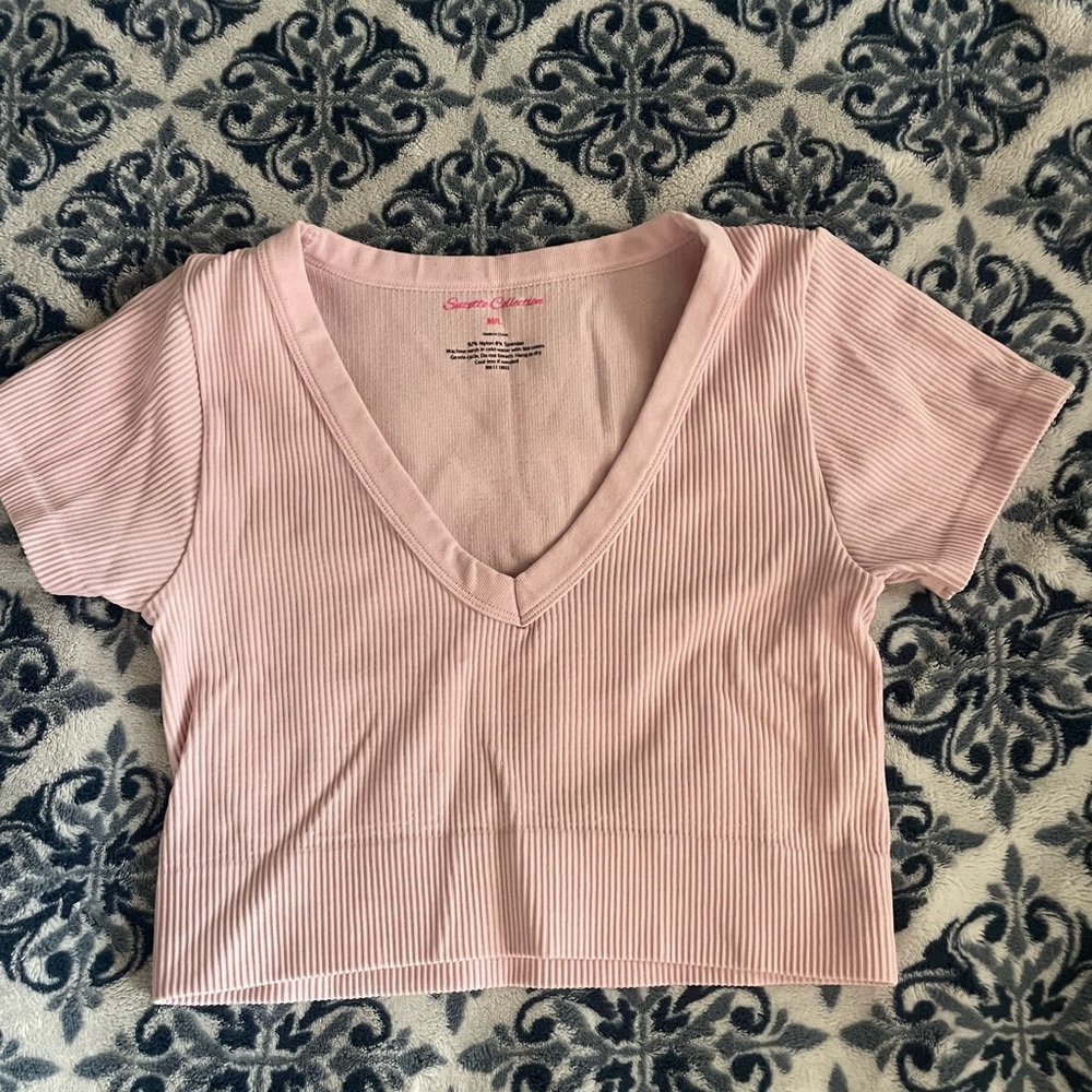 Pink Crop Fitted T-Shirt